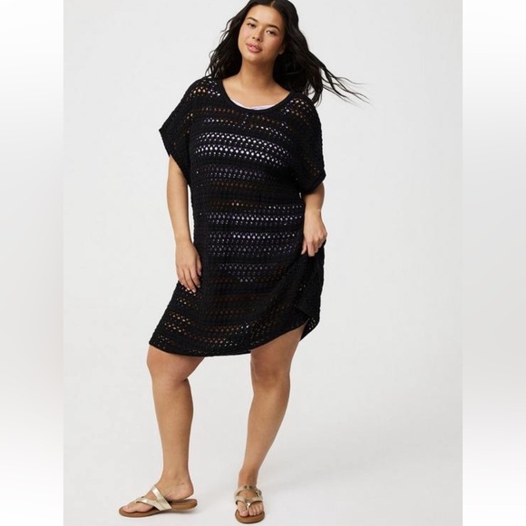 torrid Other - ♥️ Torrid Black Crochet Swim Cover-Up Tunic - Size 2X - NWT!